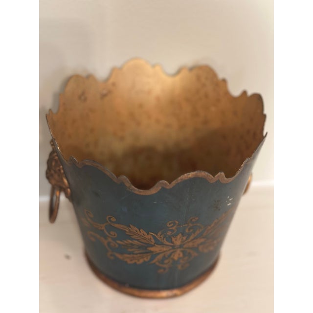 Metal Vintage French Tole Cache Pot For Sale - Image 7 of 10