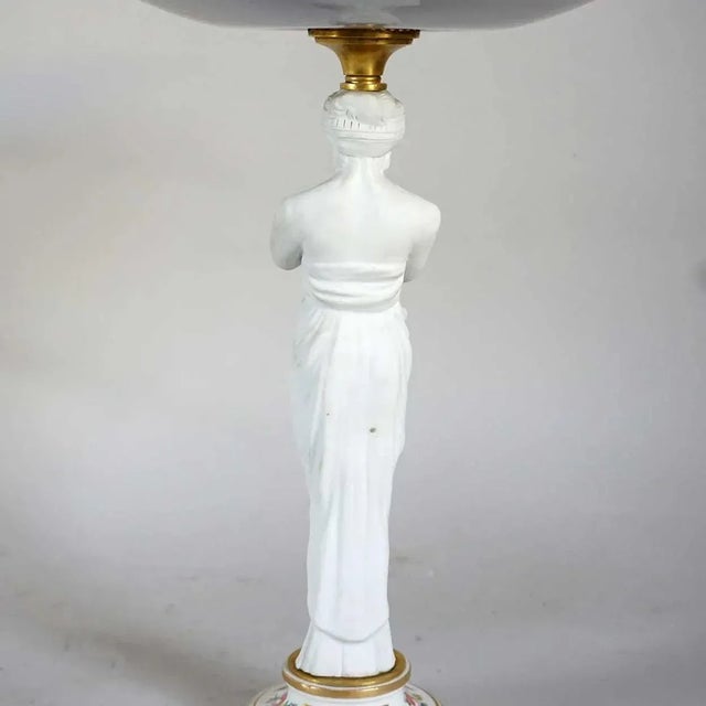 White French Sevres Style Porcelain & Parian Figural Compotes - A Pair For Sale - Image 8 of 13