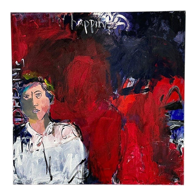 1980s Expressionism Style Acrylic on Canvas #1 For Sale