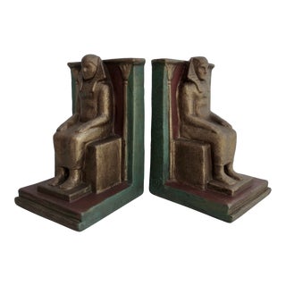 1920s Armour Bronze Pharaoh Bookends Nyc.- a Pair For Sale