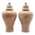 Vintage Pair of Swirled Marbled Glaze Ceramic Temple Jars With Lids For Sale