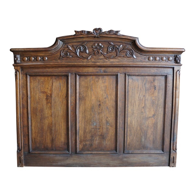 Antique French Oak Headboard ~ Wall Decor For Sale