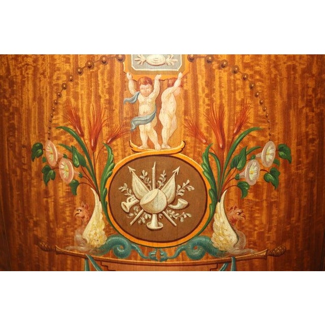 Clear All Fine Pair English Satinwood Adams Style With Paint Decoration 1920s Era Commodes For Sale - Image 10 of 16