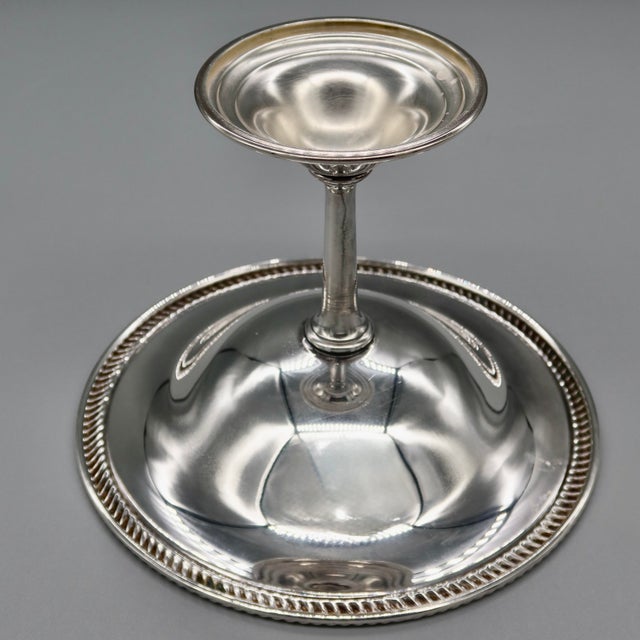 Mid 20th Century Vintage Wm Rogers Silverplate Compote — Footed Pedestal Candy Dish With Rope Gadroon Rim For Sale - Image 5 of 8