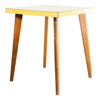 French Square Yellow Kitchen Dining Table, 1960s For Sale
