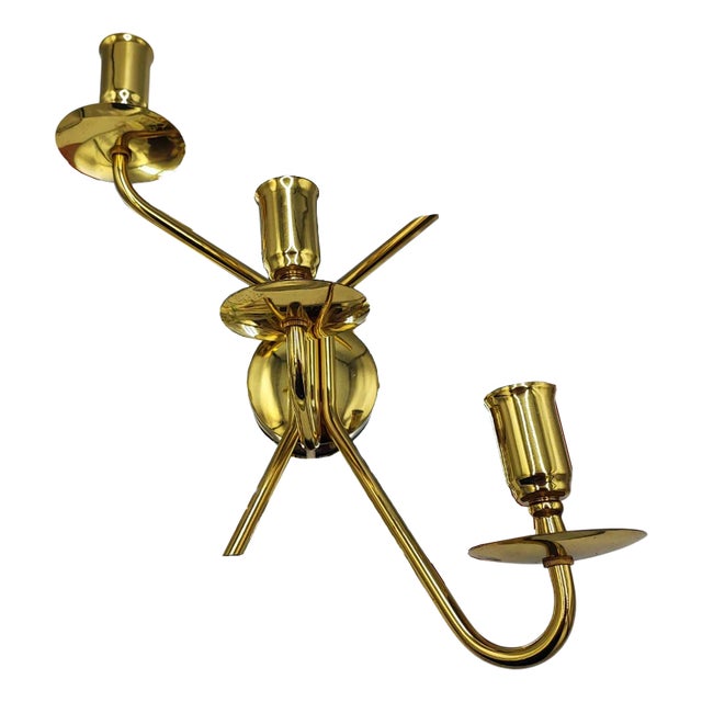 Vintage Brass Triple Wall Lamp, 1970s For Sale