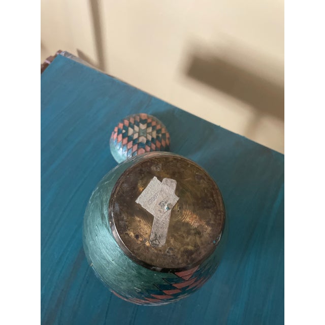 2000 - 2009 Vintage Enameled Brass Ginger Jar For Sale - Image 5 of 7