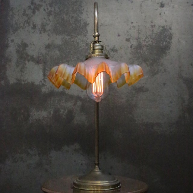 Art Nouveau French Brass and Glass Table Light For Sale - Image 4 of 11