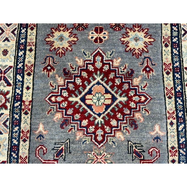 Charcoal Gray, Cream and Red Kazak Wool Runner Rug, 2'8" X 9'6" For Sale - Image 9 of 17
