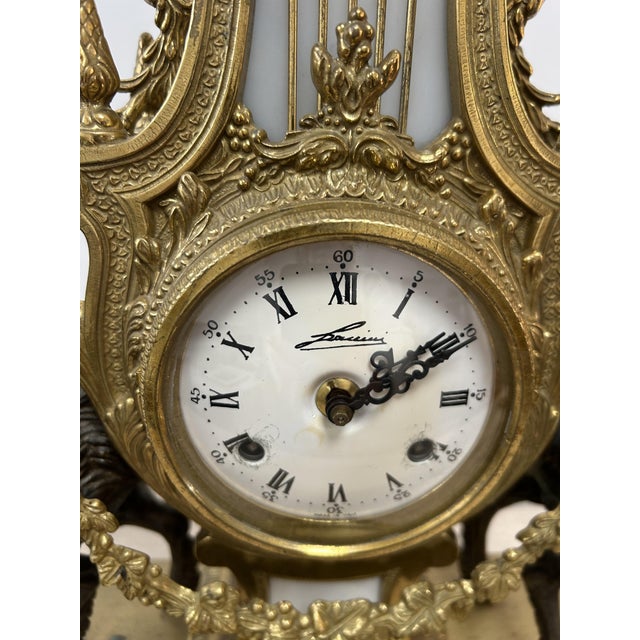 Imperial Lyre-Shaped Pendulum in Bronze For Sale - Image 5 of 6