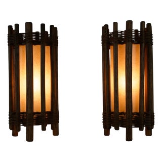 Mid-Century Wooden Table Lamps in the style of Temde, 1970s For Sale