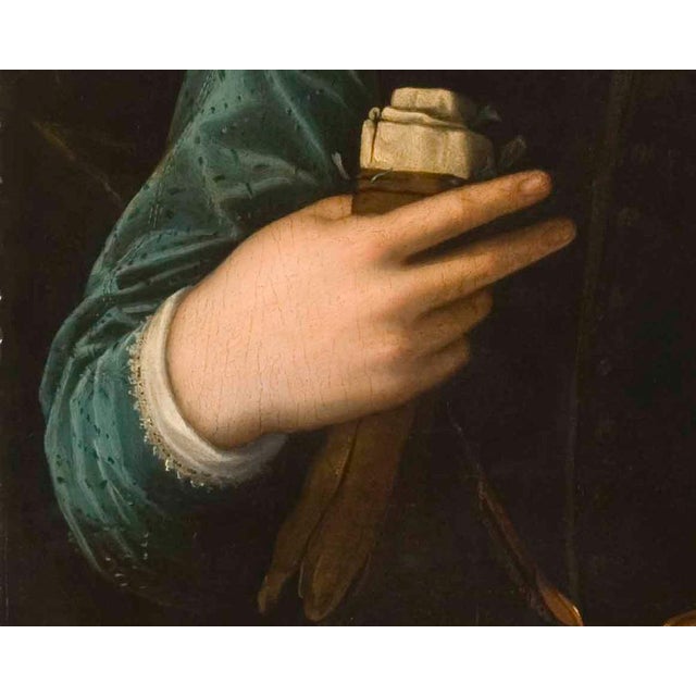Francesco Traballesi, Portrait of a Young Man with a Glove, 1800s, Oil on Board For Sale - Image 5 of 9