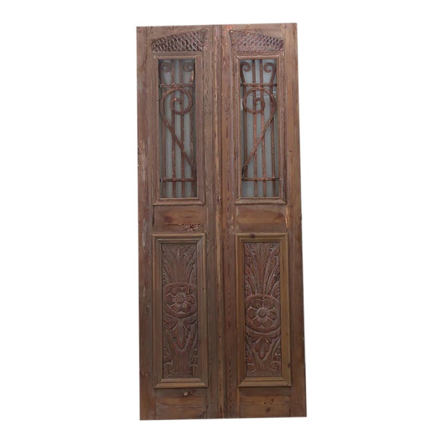 Late 19th Century Double French Doors With Metal/Glass - A Pair For Sale