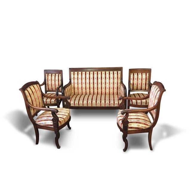 Early 19th Century 19th Century Vintage Empire Mahogany Salon - Set of 5 For Sale - Image 5 of 9