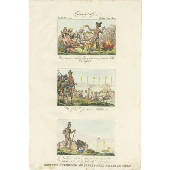 Marmocchi, Warrior Costumes and Scenes of North America, 1845, Print For Sale