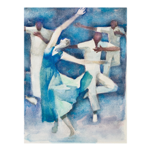 Moses Bagel BahelferPolish French Judaica Watercolor Gouache Painting Original Bauhaus Yiddish Art