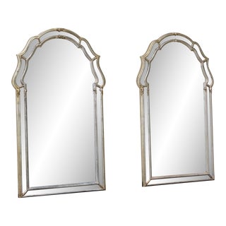 Pair of 1970s LaBarge Mirrors With Italian Silver Giltwood Frames For Sale