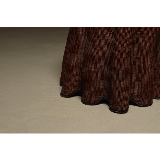 Wood Wicker Ghost Drapery Side Table or Stand, 1970s For Sale - Image 7 of 9
