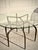 Sculptural Antique Bronzed Iron Legs Round 48” Glass Top Cyrano Dining Table by Made Goods For Sale - Image 10 of 11