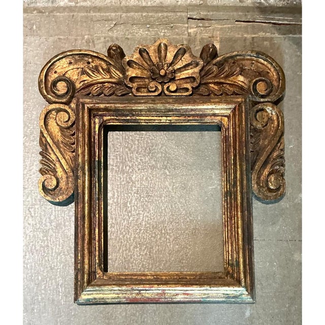 Vintage Spanish Carved Wood Gilt Frame For Sale - Image 12 of 12