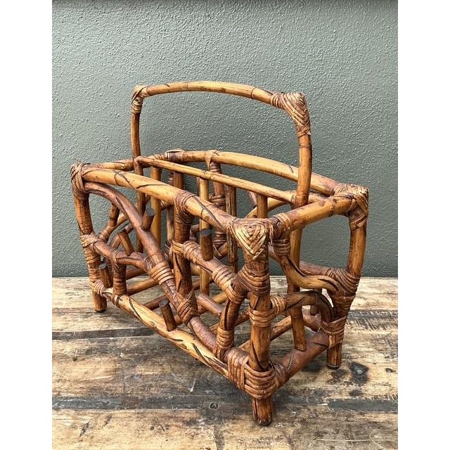 Late 20th Century Vintage Bamboo Newspaper Rack For Sale - Image 5 of 12