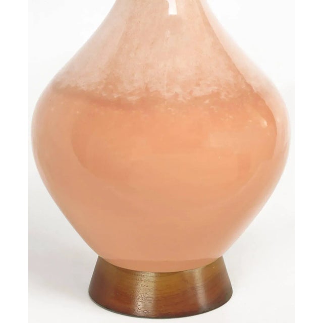 Large Coral Drip Glaze Pottery Table Lamp For Sale In Chicago - Image 6 of 7
