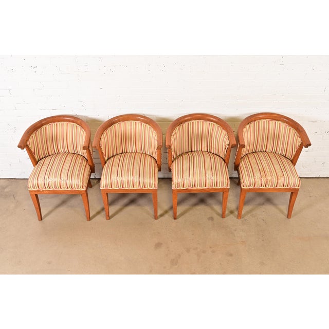 1950s Harold Schwartz for Romweber Mid-Century Modern Sculpted Oak Dining Armchairs, Set of Four For Sale - Image 5 of 12