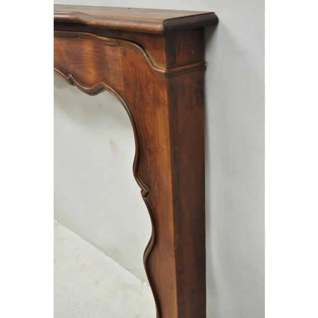 Antique Italian Provincial Carved Serpentine Scalloped Walnut Fireplace Mantel For Sale - Image 14 of 18