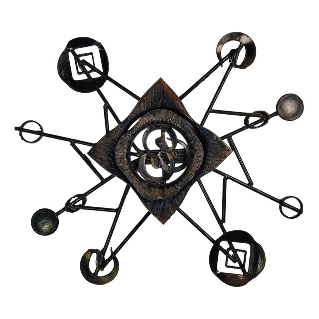 Large Vintage Danish Abstract Starburst Metal Wall Sculpture, 1980s For Sale
