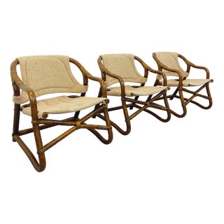 Vintage Danish Safari-Style Armchairs by Horsnæs Møbelfabrik, 1970s, Set of 3 For Sale