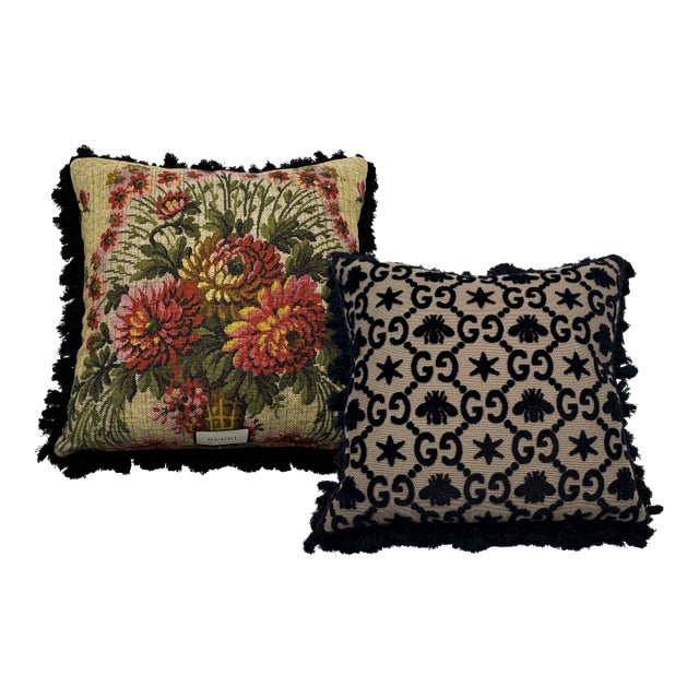 Gucci GG Jacquard Fringed Pillow For Sale