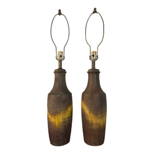 Pair of Large Ceramic Marcello Fantoni Lamps, Italy, 1960s