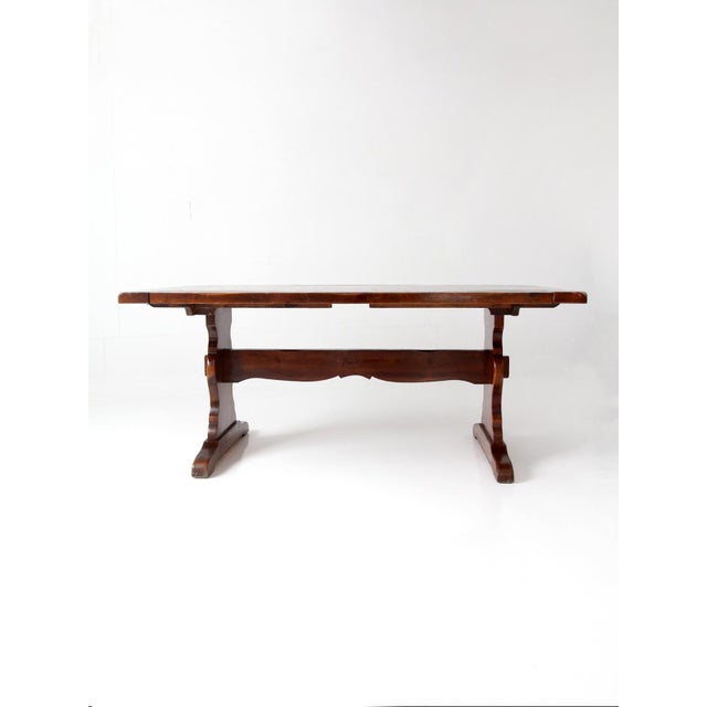 Farmhouse Vintage Spanish Style Trestle Dining Table For Sale - Image 3 of 17