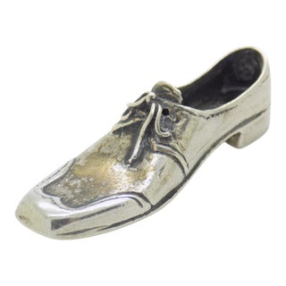 Vintage Italian Handmade Genuine Sterling Silver 925 Men’s Shoe Heavy Miniature For Sale