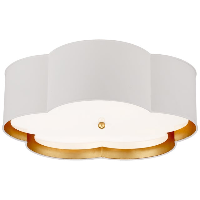 Bryce Large Flower Flush Mount in White and Gild with Frosted Acrylic Designer: kate spade new york Mounting: Flush Shade...