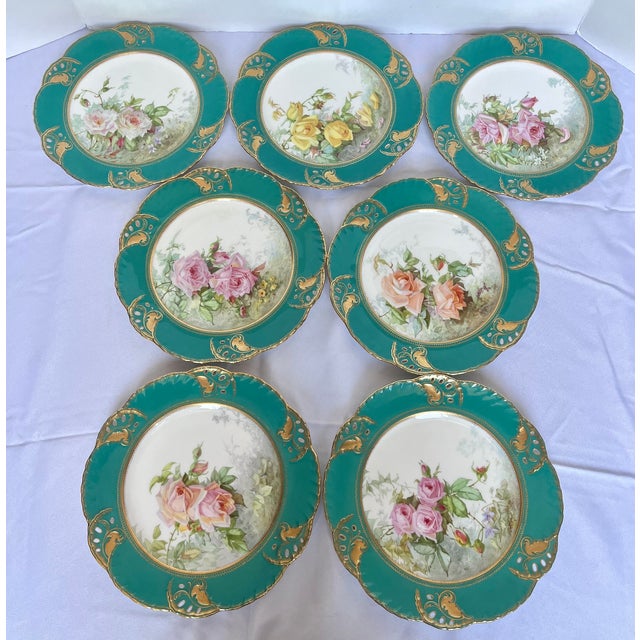 Minton Antique Mintons for Tiffany & Co. Pierced Floral Cabinet 9" Plates - Set of 7 For Sale - Image 4 of 13