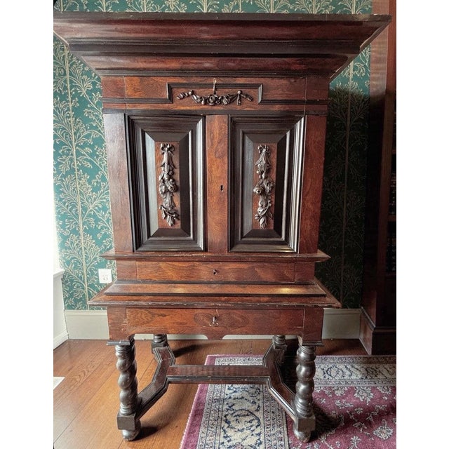 Antique Wooden Cabinet on Stand, 1700s For Sale - Image 16 of 16