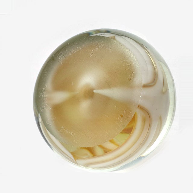 1970s Vintage David R Boutin Art Glass Paperweight 1979 Rainbow Glassworks 3" Signed For Sale - Image 5 of 6