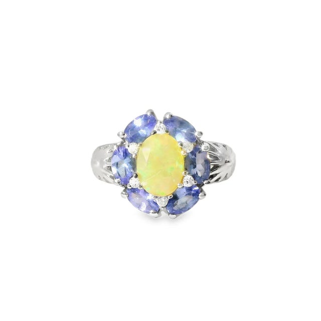 Discover the perfect blend of color, elegance, and intricate craftsmanship with this stunning 14K White Gold Opal,...