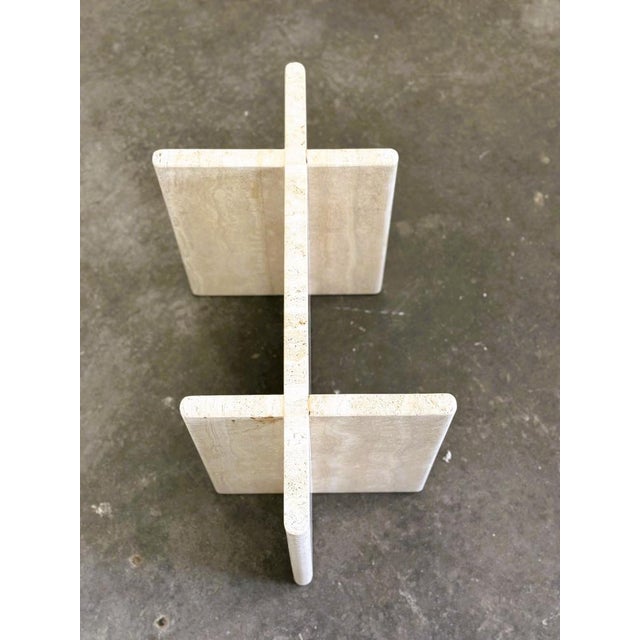 Vintage Travertine & Marble Coffee Table, France, 1980s For Sale - Image 9 of 14