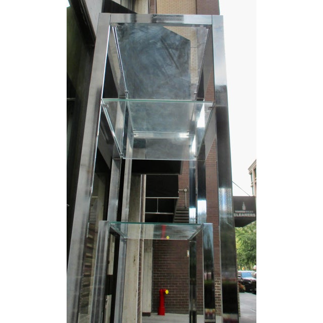 Chrome and Steel Etegere With 6 Glass Shelves For Sale - Image 11 of 17