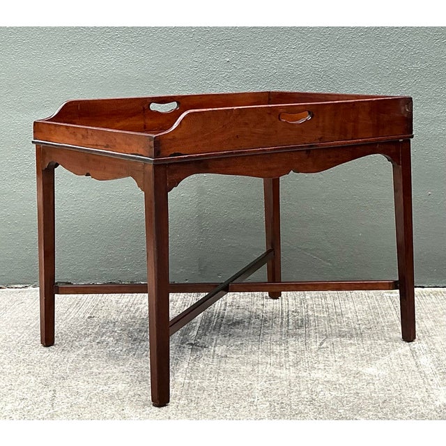Coffee Vintage Regency Mahogany Gallery Coffee Table For Sale - Image 8 of 12