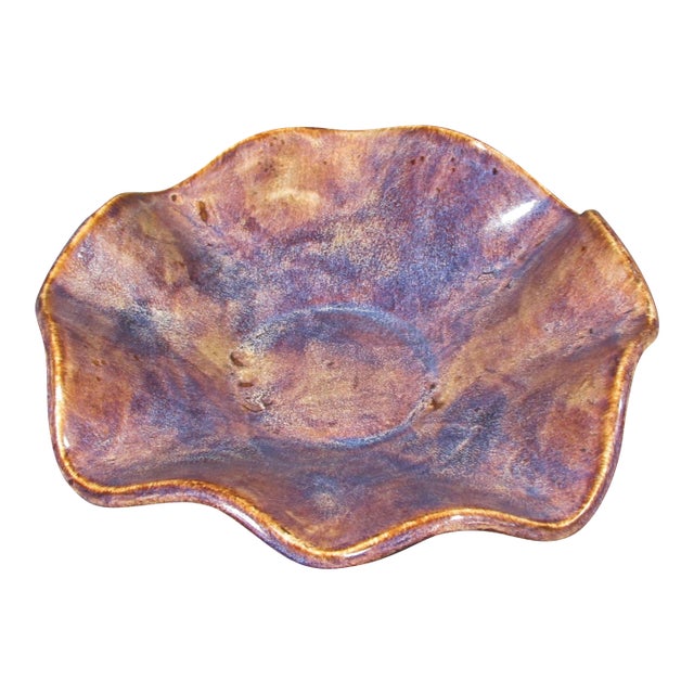 Signed Jw Hand-Built Studio Pottery Wavy Bowl For Sale