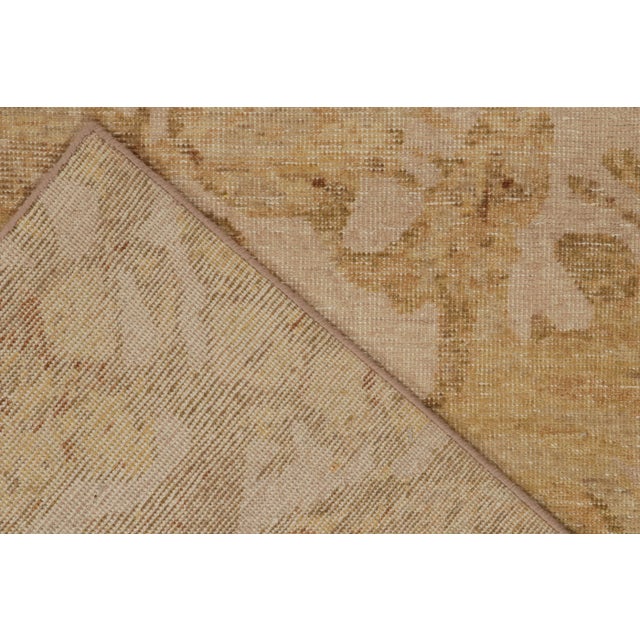 Textile Rug & Kilim’s Distressed European Style Rug in Beige-Brown & Gold Floral Pattern For Sale - Image 7 of 7