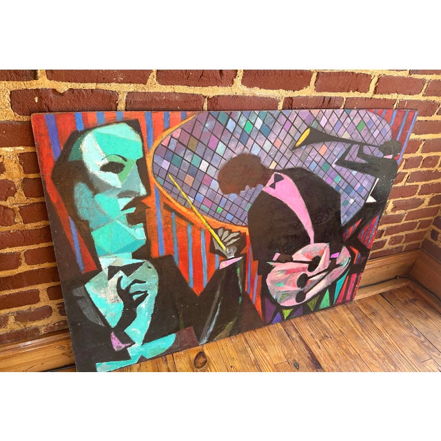 Abstract Jazz Band by Elliott Twery Original 1950s Oil Painting For Sale - Image 3 of 11
