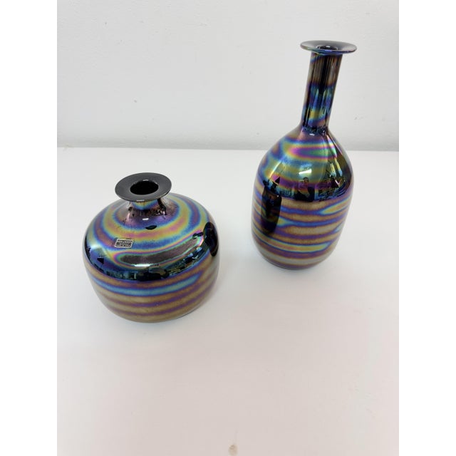 Iridescent Murano Glass Vases by Nason & Moretti, 1960, Set of 2 For Sale - Image 10 of 11
