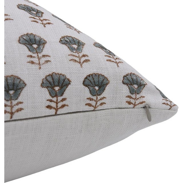 Art Deco Fabdivine Indian Block Print Cushion Cover 16x16 Inch Off-White Linen-Kohinoor For Sale - Image 3 of 3