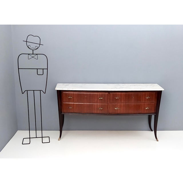 1950s Vintage Black Walnut Dresser with Carrara Marble Top attributed to Dassi, Italy For Sale - Image 5 of 18