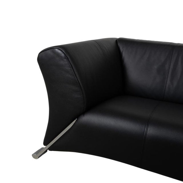 Modern 322 2-Seater Sofa in Black Leather from Rolf Benz For Sale - Image 3 of 12