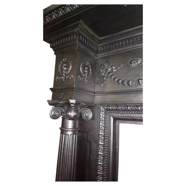Large Victorian Neoclassical Cast Iron Fireplace Surround For Sale - Image 3 of 8